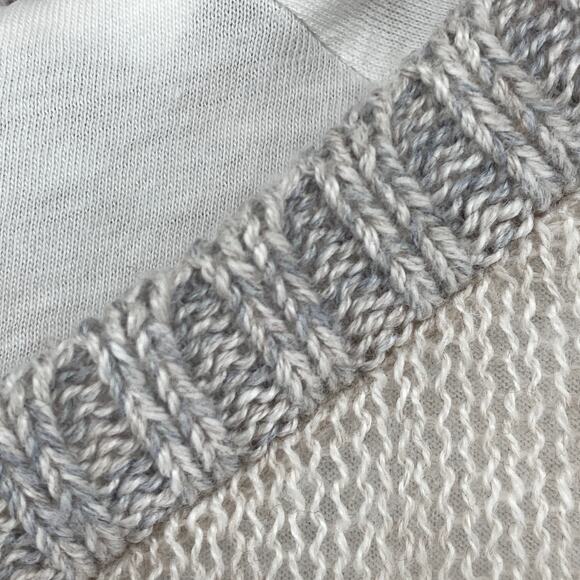 EILEEN FISHER Sweater L Organic Cotton Striped Jersey Lined Hi-Low Pullover Gray - Picture 6 of 14